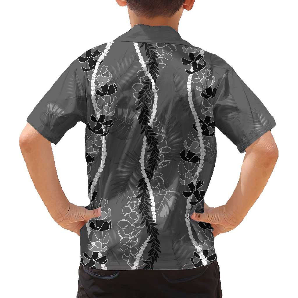 Hawaii Maile Lei Family Matching Off Shoulder Maxi Dress and Hawaiian Shirt With Gray Monstera Pattern LT05 - Polynesian Pride