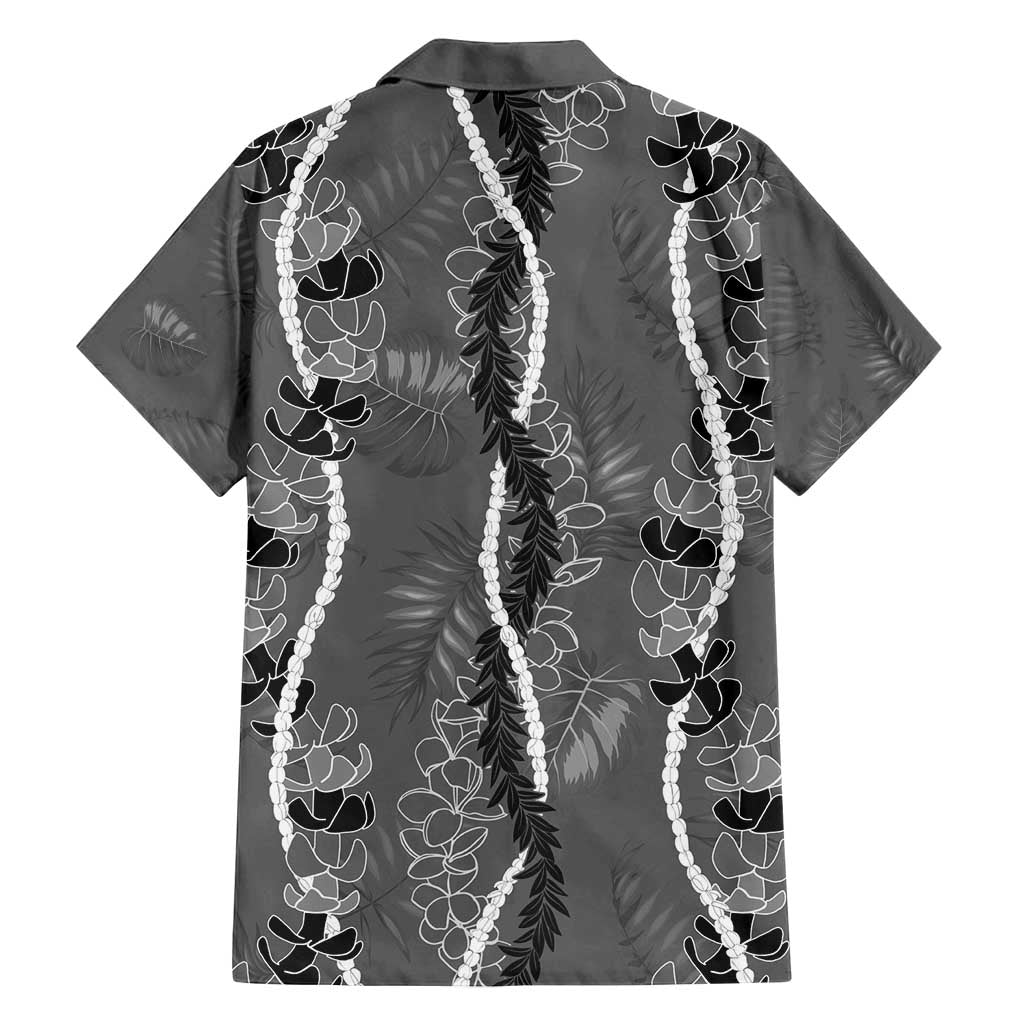 Hawaii Maile Lei Family Matching Off Shoulder Maxi Dress and Hawaiian Shirt With Gray Monstera Pattern LT05 - Polynesian Pride