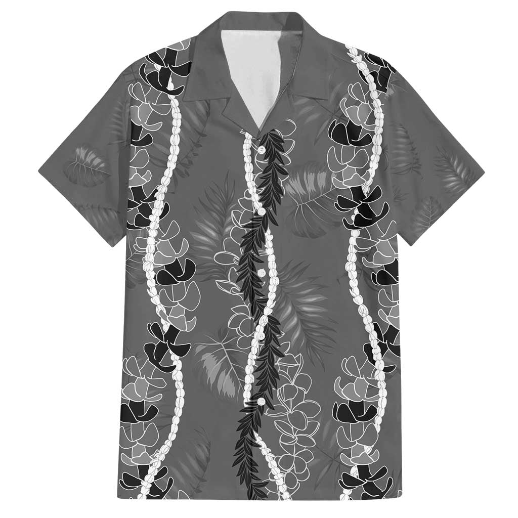Hawaii Maile Lei Family Matching Puletasi and Hawaiian Shirt With Gray Monstera Pattern