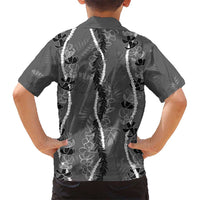 Hawaii Maile Lei Kid Hawaiian Shirt With Gray Monstera Pattern LT05 - Polynesian Pride