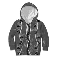 Hawaii Maile Lei Kid Hoodie With Gray Monstera Pattern LT05 Hoodie Gray - Polynesian Pride