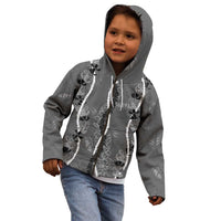 Hawaii Maile Lei Kid Hoodie With Gray Monstera Pattern LT05 - Polynesian Pride