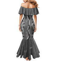 Hawaii Maile Lei Mermaid Dress With Gray Monstera Pattern LT05 - Polynesian Pride