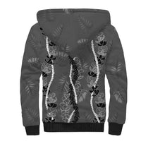 Hawaii Maile Lei Sherpa Hoodie With Gray Monstera Pattern LT05 - Polynesian Pride