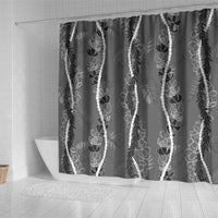 Hawaii Maile Lei Shower Curtain With Gray Monstera Pattern LT05 - Polynesian Pride