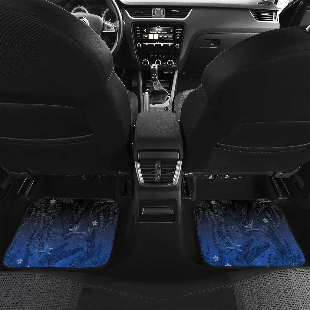 Polynesia Hammerhead Shark Car Mats Blue Tribal Pattern With Plumeria - Polynesian Pride