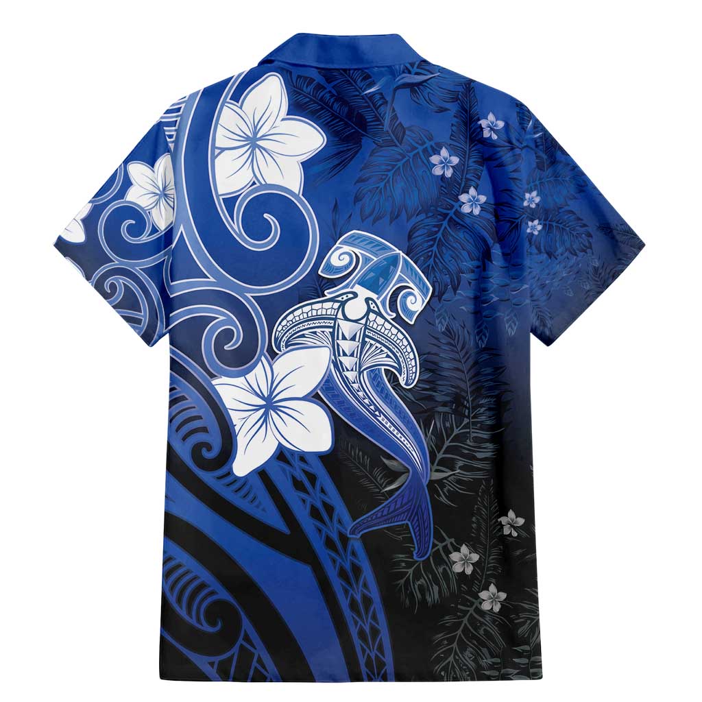 Polynesia Hammerhead Shark Family Matching Mermaid Dress and Hawaiian Shirt Blue Tribal Pattern With Plumeria LT05 - Polynesian Pride