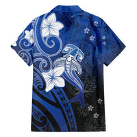 Polynesia Hammerhead Shark Family Matching Tank Maxi Dress and Hawaiian Shirt Blue Tribal Pattern With Plumeria LT05 - Polynesian Pride