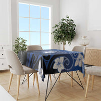 Polynesia Hammerhead Shark Tablecloth Blue Tribal Pattern With Plumeria - Polynesian Pride