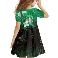 Polynesia Hammerhead Shark Family Matching Short Sleeve Bodycon Dress and Hawaiian Shirt Green Tribal Pattern With Plumeria LT05 - Polynesian Pride