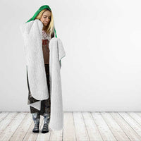 Polynesia Hammerhead Shark Hooded Blanket Green Tribal Pattern With Plumeria - Polynesian Pride