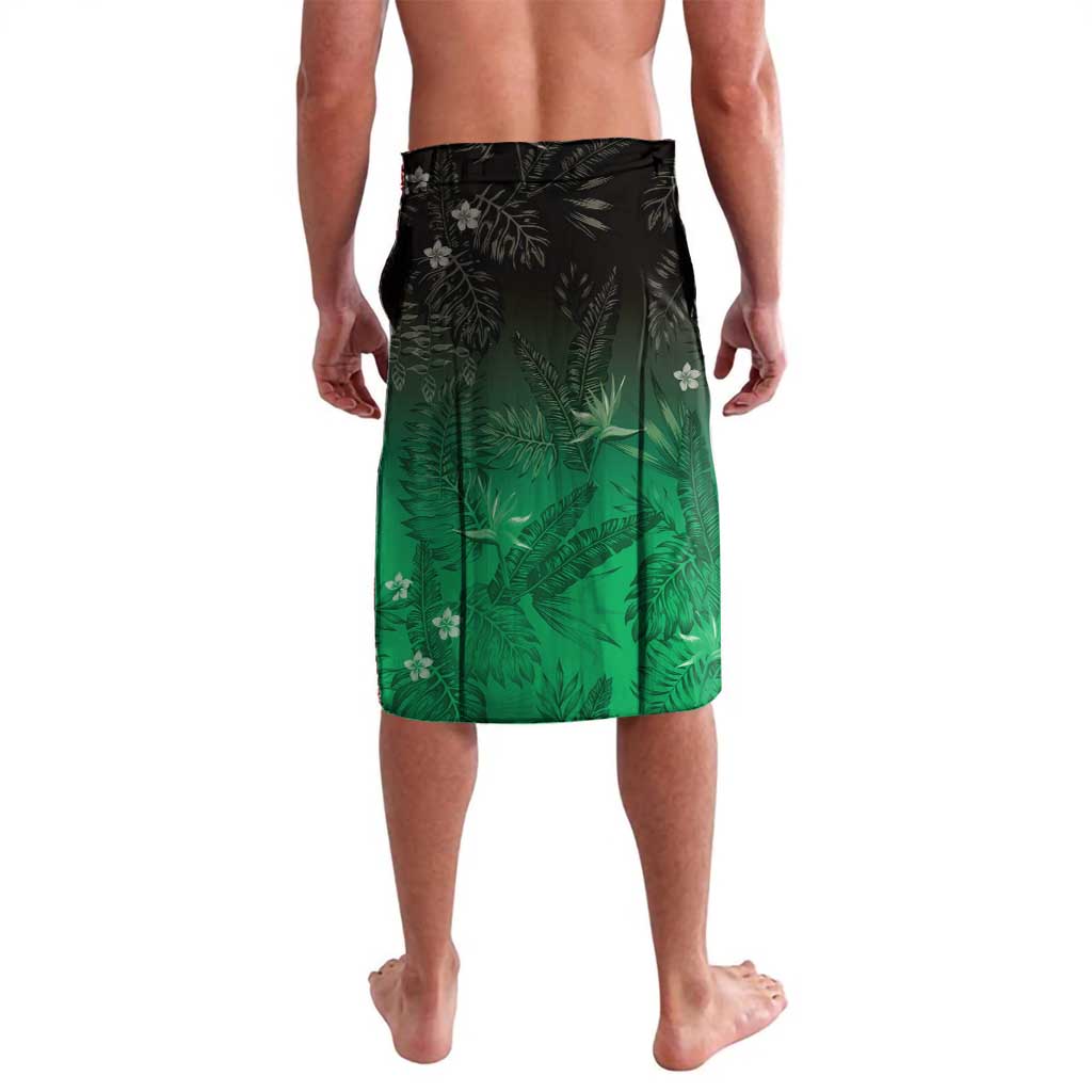 Polynesia Hammerhead Shark Lavalava Green Tribal Pattern With Plumeria - Polynesian Pride