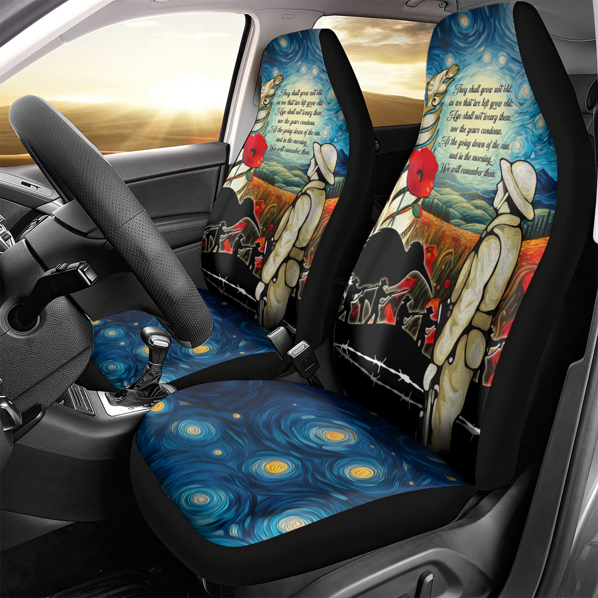 Kei Wareware Tatou New Zealand ANZAC Day Car Seat Cover Starry Night Inspo Style LT05 - Polynesian Pride