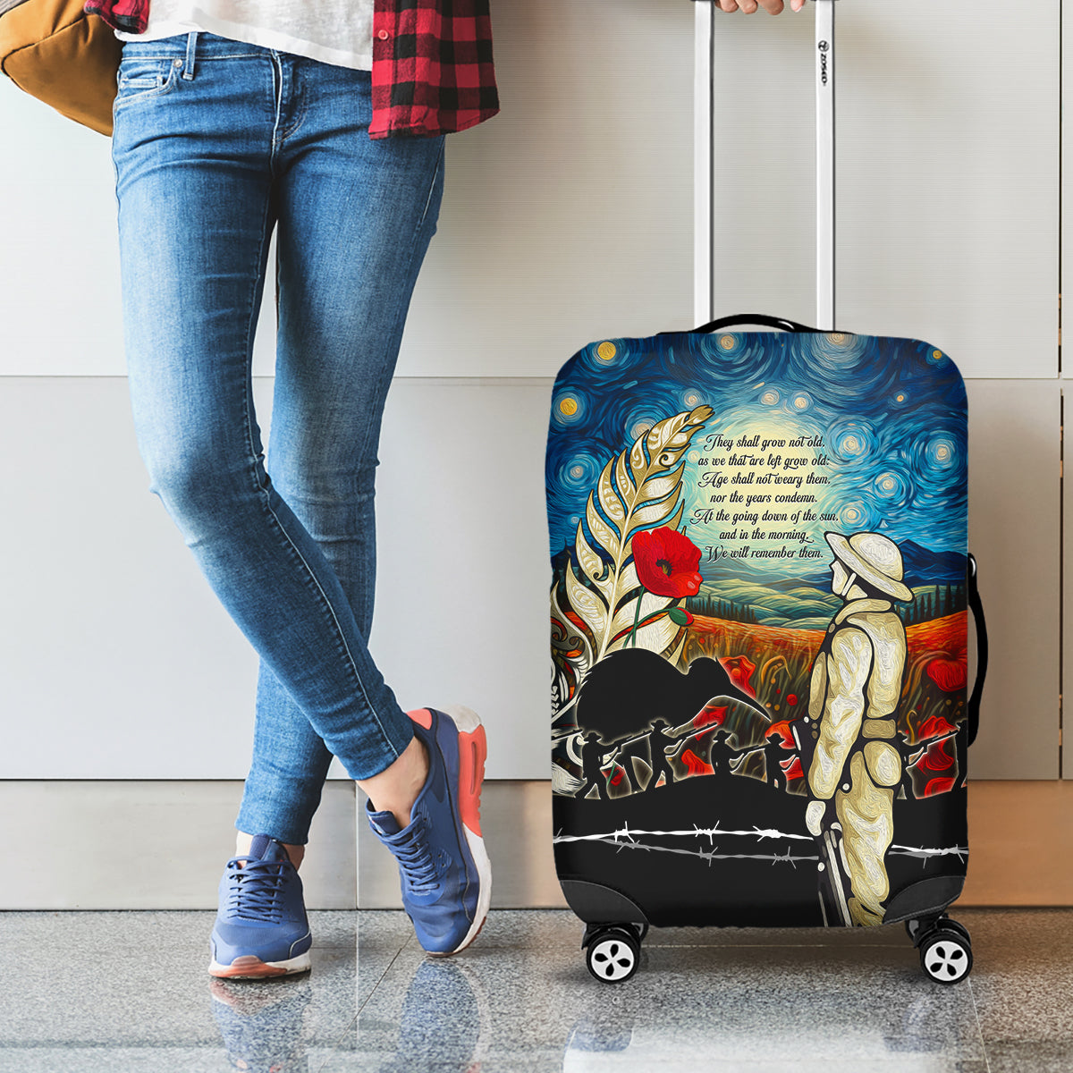 Kei Wareware Tatou New Zealand ANZAC Day Luggage Cover Starry Night Inspo Style