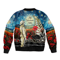 Kei Wareware Tatou New Zealand ANZAC Day Sleeve Zip Bomber Jacket Starry Night Inspo Style LT05 - Polynesian Pride