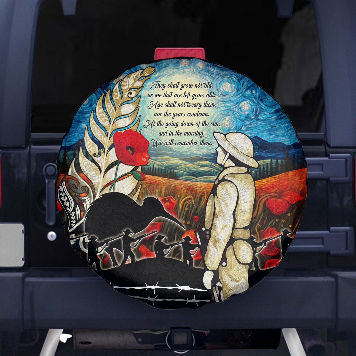 Kei Wareware Tatou New Zealand ANZAC Day Spare Tire Cover Starry Night Inspo Style LT05 - Polynesian Pride