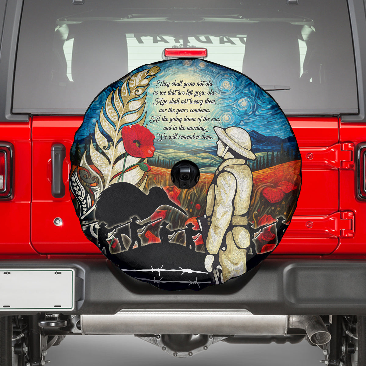 Kei Wareware Tatou New Zealand ANZAC Day Spare Tire Cover Starry Night Inspo Style LT05 - Polynesian Pride