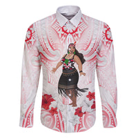 New Zealand Women's Day Family Matching Short Sleeve Bodycon Dress and Hawaiian Shirt Maori Wahine Polynesian Pattern LT05 Dad's Shirt - Long Sleeve White - Polynesian Pride