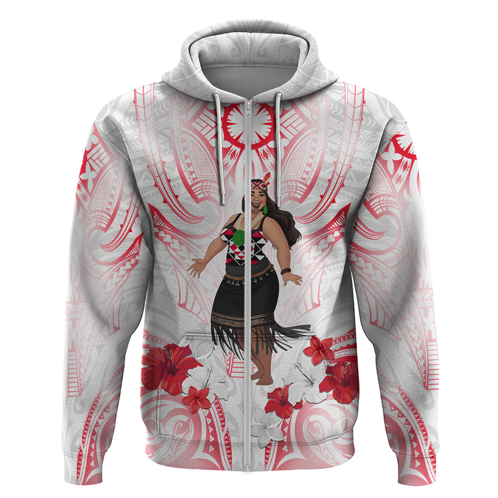 New Zealand Women's Day Zip Hoodie Maori Wahine Polynesian Pattern LT05 Zip Hoodie White - Polynesian Pride