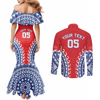 Custom Tuamotu Archipelago Couples Matching Mermaid Dress and Long Sleeve Button Shirt Polynesian Tribal Tattoo LT05 - Polynesian Pride