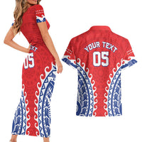Custom Tuamotu Archipelago Couples Matching Short Sleeve Bodycon Dress and Hawaiian Shirt Polynesian Tribal Tattoo LT05 - Polynesian Pride
