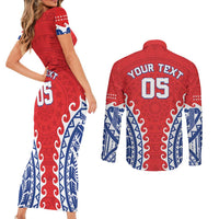 Custom Tuamotu Archipelago Couples Matching Short Sleeve Bodycon Dress and Long Sleeve Button Shirt Polynesian Tribal Tattoo LT05 - Polynesian Pride