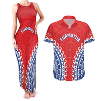 Custom Tuamotu Archipelago Couples Matching Tank Maxi Dress and Hawaiian Shirt Polynesian Tribal Tattoo LT05 Red - Polynesian Pride