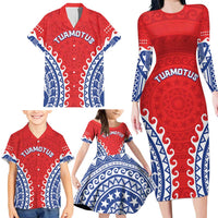 Custom Tuamotu Archipelago Family Matching Long Sleeve Bodycon Dress and Hawaiian Shirt Polynesian Tribal Tattoo LT05 - Polynesian Pride