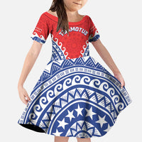 Custom Tuamotu Archipelago Family Matching Mermaid Dress and Hawaiian Shirt Polynesian Tribal Tattoo LT05 Daughter's Dress Red - Polynesian Pride
