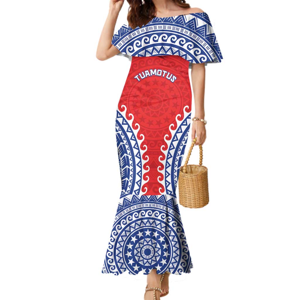 Custom Tuamotu Archipelago Family Matching Mermaid Dress and Hawaiian Shirt Polynesian Tribal Tattoo LT05 Mom's Dress Red - Polynesian Pride