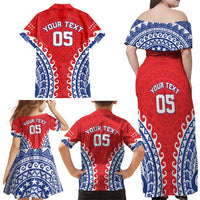 Custom Tuamotu Archipelago Family Matching Off Shoulder Maxi Dress and Hawaiian Shirt Polynesian Tribal Tattoo LT05 - Polynesian Pride