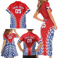 Custom Tuamotu Archipelago Family Matching Short Sleeve Bodycon Dress and Hawaiian Shirt Polynesian Tribal Tattoo LT05 - Polynesian Pride