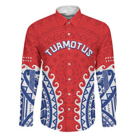Custom Tuamotu Archipelago Family Matching Short Sleeve Bodycon Dress and Hawaiian Shirt Polynesian Tribal Tattoo LT05 Dad's Shirt - Long Sleeve Red - Polynesian Pride
