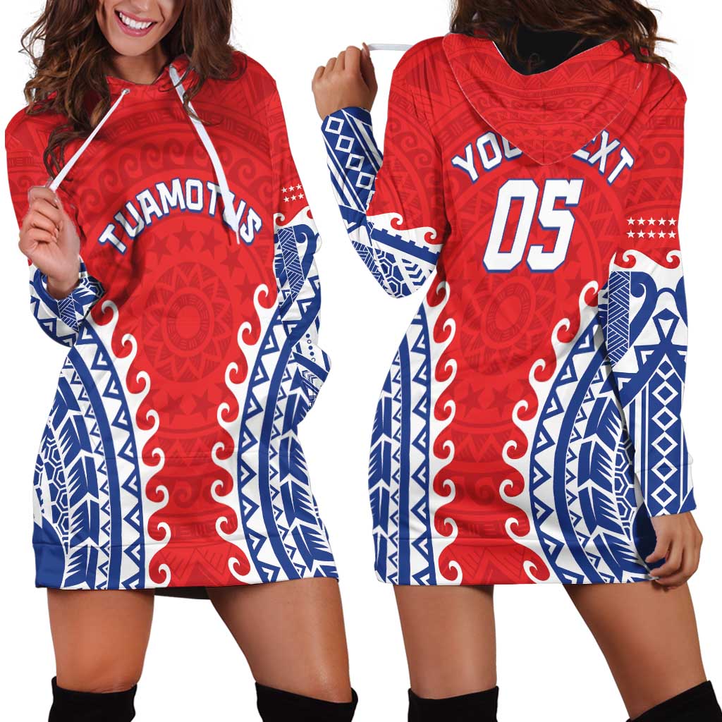 Custom Tuamotu Archipelago Hoodie Dress Polynesian Tribal Tattoo LT05 - Polynesian Pride