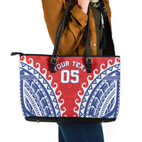 Custom Tuamotu Archipelago Leather Tote Bag Polynesian Tribal Tattoo