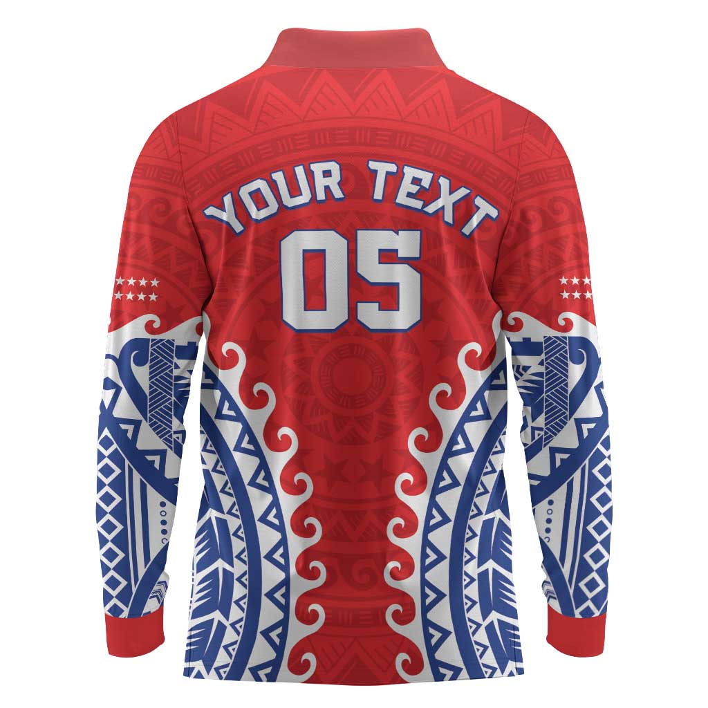 Custom Tuamotu Archipelago Long Sleeve Polo Shirt Polynesian Tribal Tattoo