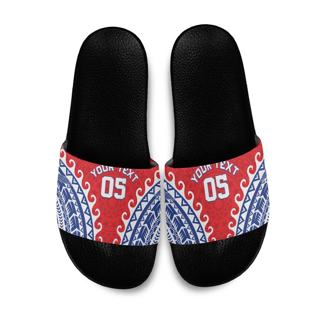 Custom Tuamotu Archipelago Slide Sandals Polynesian Tribal Tattoo