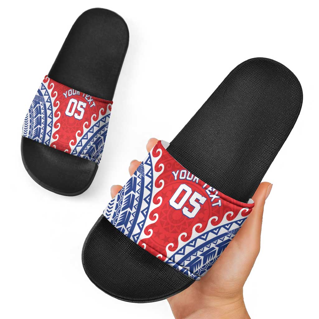 Custom Tuamotu Archipelago Slide Sandals Polynesian Tribal Tattoo