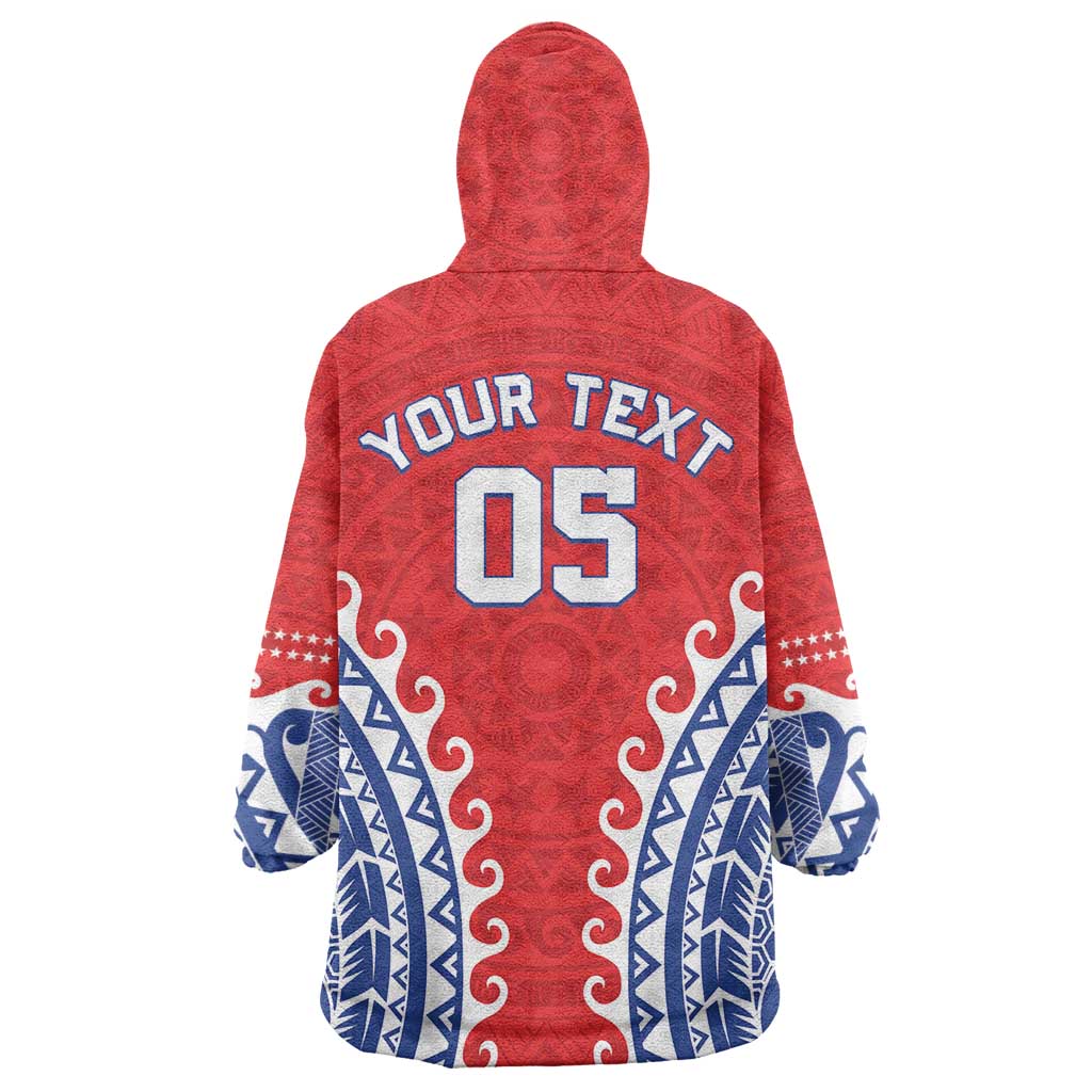 Custom Tuamotu Archipelago Wearable Blanket Hoodie Polynesian Tribal Tattoo