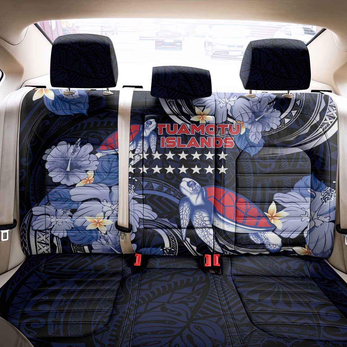 Tuamotu Islands Back Car Seat Cover Polynesian Pattern With Turtle