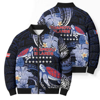 Tuamotu Islands Bomber Puffer Jacket Polynesian Pattern With Turtle