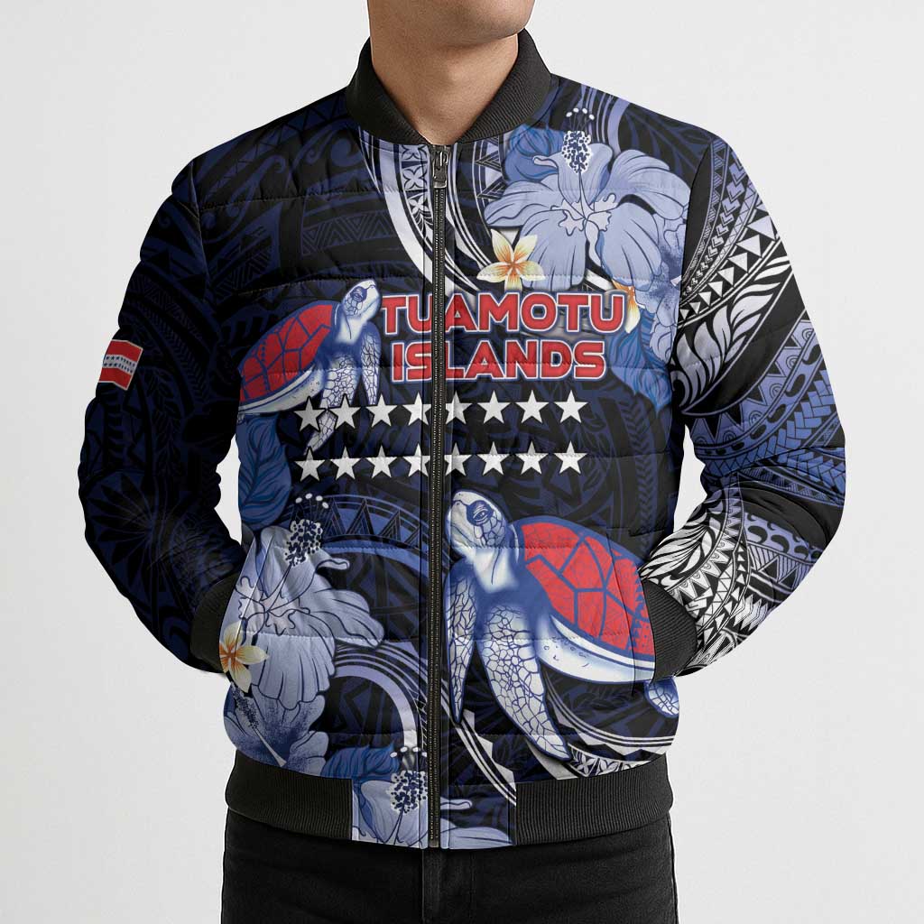 Tuamotu Islands Bomber Puffer Jacket Polynesian Pattern With Turtle