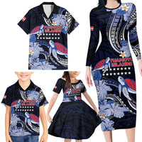 Tuamotu Islands Family Matching Long Sleeve Bodycon Dress and Hawaiian Shirt Polynesian Pattern With Turtle LT05 - Polynesian Pride