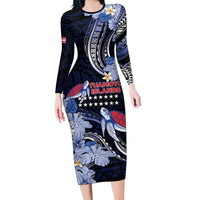 Tuamotu Islands Family Matching Long Sleeve Bodycon Dress and Hawaiian Shirt Polynesian Pattern With Turtle LT05 Mom's Dress Black - Polynesian Pride