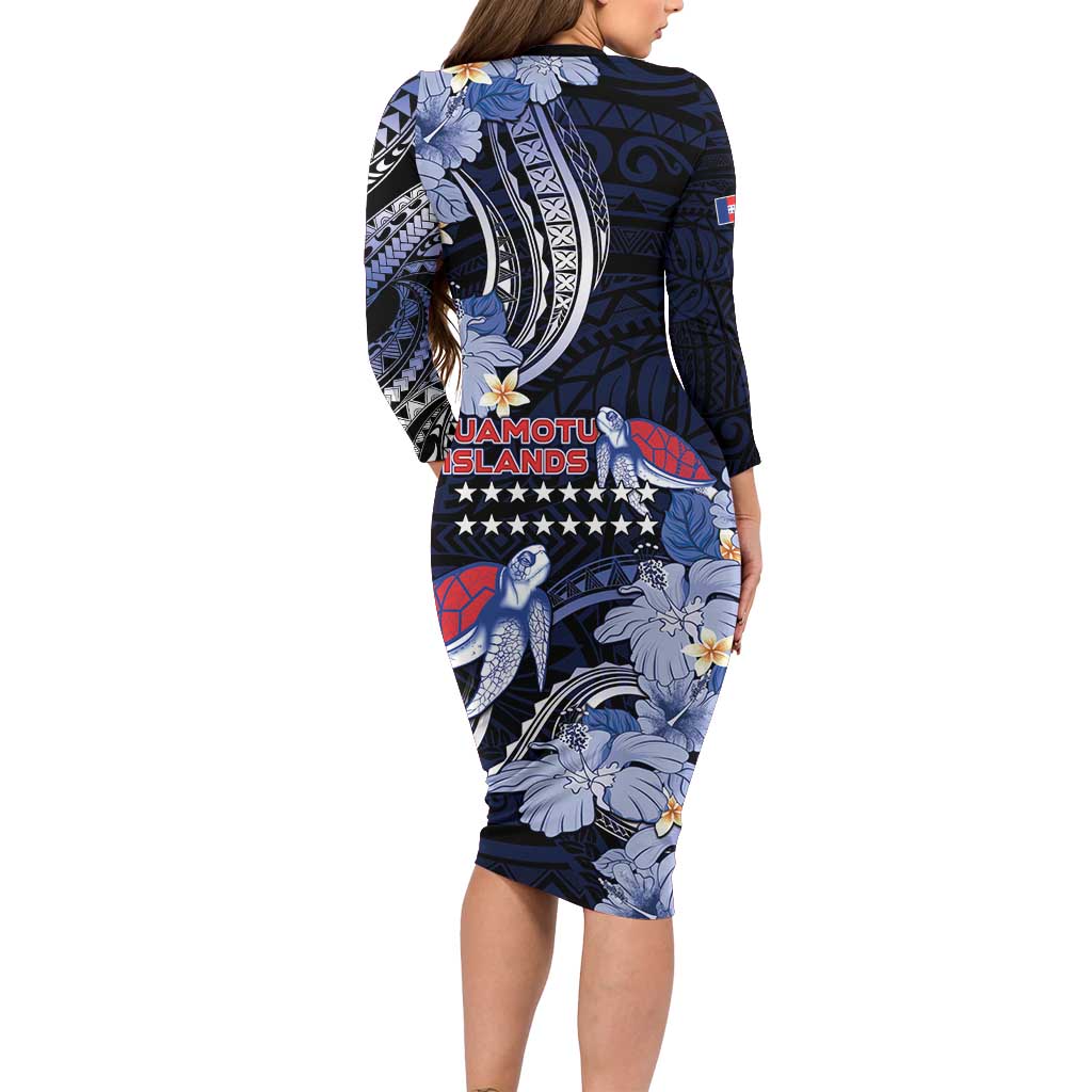 Tuamotu Islands Family Matching Long Sleeve Bodycon Dress and Hawaiian Shirt Polynesian Pattern With Turtle LT05 - Polynesian Pride