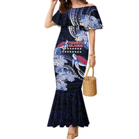 Tuamotu Islands Family Matching Mermaid Dress and Hawaiian Shirt Polynesian Pattern With Turtle LT05 Mom's Dress Black - Polynesian Pride
