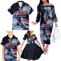 Tuamotu Islands Family Matching Off The Shoulder Long Sleeve Dress and Hawaiian Shirt Polynesian Pattern With Turtle LT05 - Polynesian Pride
