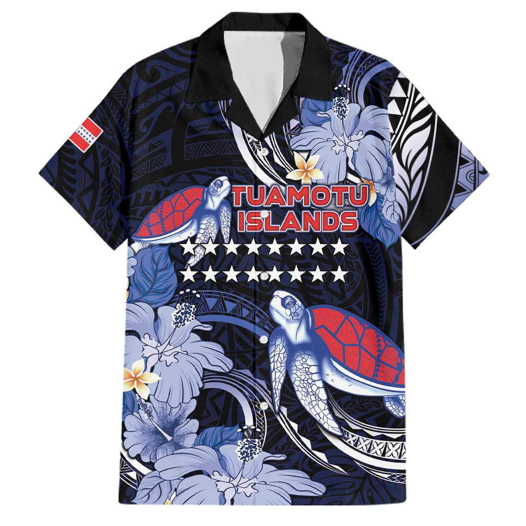 Tuamotu Islands Family Matching Off The Shoulder Long Sleeve Dress and Hawaiian Shirt Polynesian Pattern With Turtle LT05 Dad's Shirt - Short Sleeve Black - Polynesian Pride