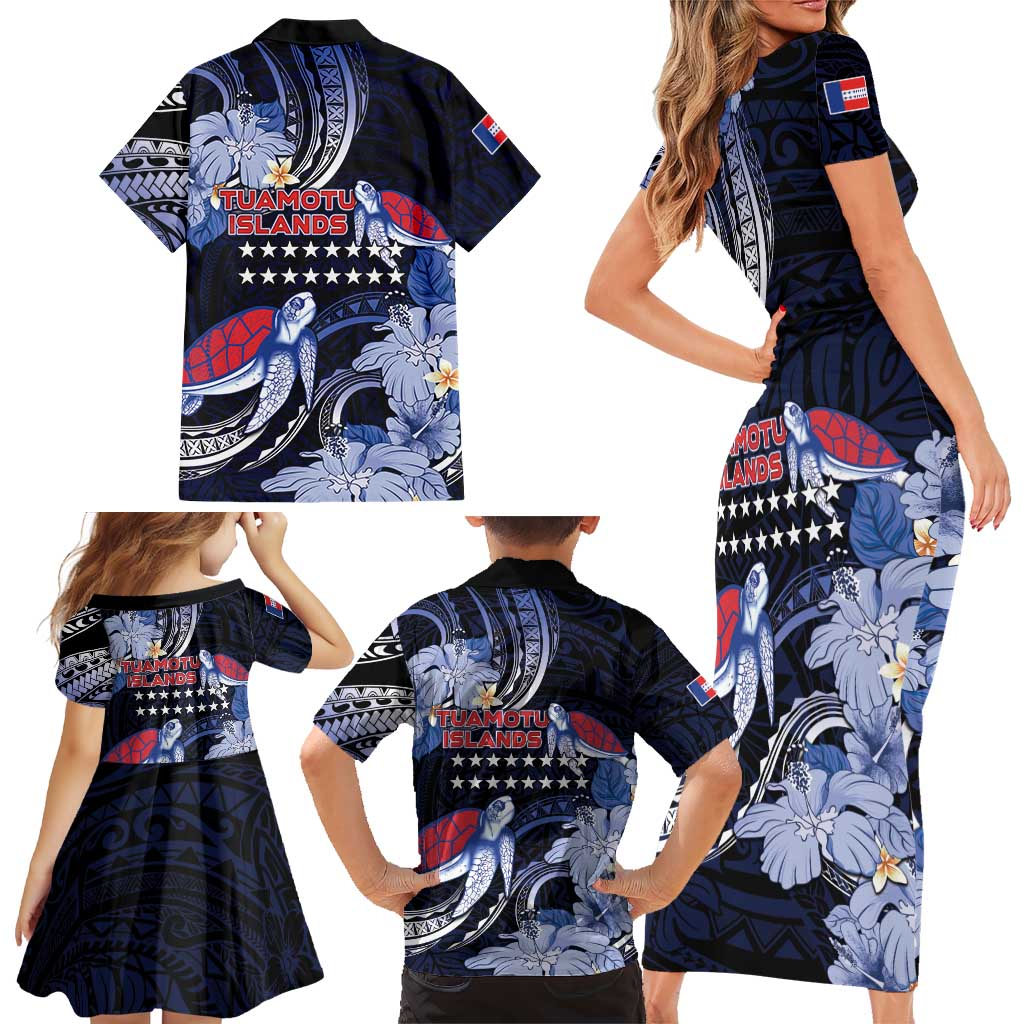 Tuamotu Islands Family Matching Short Sleeve Bodycon Dress and Hawaiian Shirt Polynesian Pattern With Turtle LT05 - Polynesian Pride