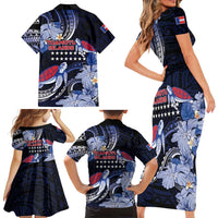 Tuamotu Islands Family Matching Short Sleeve Bodycon Dress and Hawaiian Shirt Polynesian Pattern With Turtle LT05 - Polynesian Pride